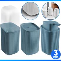 Kit Lavabo 3 Pçs Porta Sabonete Escova Algodão Luxo Moderno Banheiro Lavabo