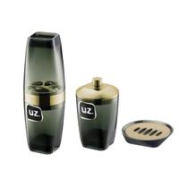 Kit Lavabo 3 peças Preto e Dourado Luxo Pia Cuba UZ Kit Lavabo 3 peças Preto e Dourado Luxo Pia Cuba UZ