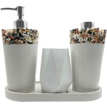 Kit Lavabo Artesanal com Pedras Naturais Saboneteira PortaEscovas e Aromatizador Rústica Sofisticada Kit Lavabo Artesanal com Pedras Naturais Saboneteira PortaEscovas e Aromatizador Rústica Sofisticada