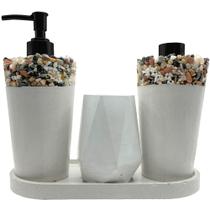 Kit Lavabo Artesanal com Pedras Naturais Saboneteira PortaEscovas e Aromatizador Rústica Sofisticada Kit Lavabo Artesanal com Pedras Naturais Saboneteira PortaEscovas e Aromatizador Rústica Sofisticada