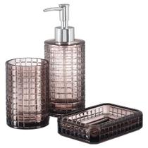 Kit Lavabo Banheiro 3 Peças Vidro Porta Sabonete Líquido 269