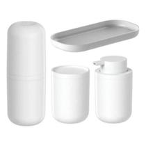 Kit Lavabo Banheiro 4 Peças Bold Fosco Premium - Branco Kit Lavabo Banheiro 4 Peças Bold Fosco Premium - Branco