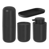 Kit Lavabo Banheiro 4 Peças Bold Fosco Premium - Preto