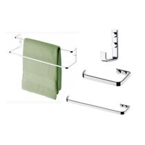 Kit lavabo banheiro acessorios 4 peças porta toalha duplo 45 cm, porta toalha rosto 30 cm, porta papel higienico, cabide Kit lavabo banheiro acessorios 4 peças porta toalha duplo 45 cm, porta toalha rosto 30 cm, porta papel higienico, cabide