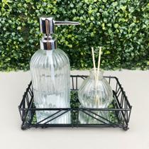 Kit Lavabo Banheiro com Bandeja Difusor Luxo 3 Pçs
