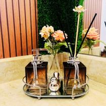 Kit Lavabo Banheiro Com Difusor Saboneteira e Bandeja Super Luxo