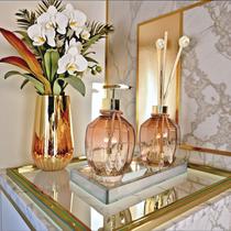 Kit Lavabo Banheiro Completo Ambar Decoração Vidro Super Luxo Presente Ambar Kit Lavabo Banheiro Completo Ambar Decoração Vidro Super Luxo Presente Ambar