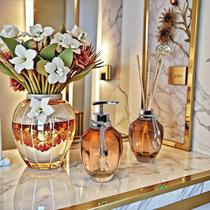 Kit Lavabo Banheiro Completo Vidro Super Luxo Presente Ambar Kit Lavabo Banheiro Completo Vidro Super Luxo Presente Ambar