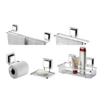 kit lavabo banheiro cromado ventosa 05 peças Future kit lavabo banheiro cromado ventosa 05 peças Future