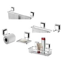 kit lavabo banheiro cromado ventosa 06 peças Future kit lavabo banheiro cromado ventosa 06 peças Future