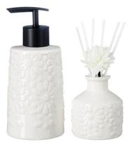 Kit Lavabo Banheiro Difusor Aromatizador Saboneteira Líquida