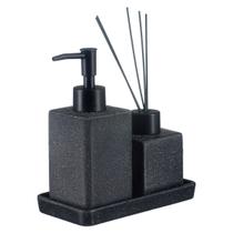 Kit Lavabo Banheiro Dispenser Líquido Difusor Aromatizador Bandeja 908