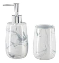 Kit Lavabo Banheiro Luxo Saboneteira Líquida Escova / 483