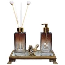 Kit Lavabo Banheiro Paris Bandeja Espelhada Passarinho 250ml Kit Lavabo Banheiro Paris Bandeja Espelhada Passarinho 250ml