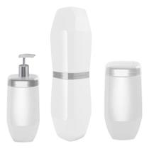 Kit Lavabo Banheiro Porta Sabonete Escova E Cotonete Completo Top Design Moderno Luxo