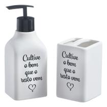 Kit Lavabo Banheiro Porta Sabonete Líquido Dispenser Higiene Cultive O Bem