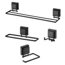 kit lavabo banheiro preto fosco ventosa 04 peças Future kit lavabo banheiro preto fosco ventosa 04 peças Future