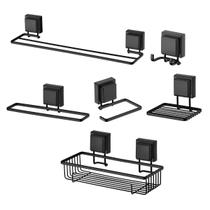 kit lavabo banheiro preto fosco ventosa 06 peças Future