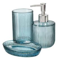 Kit Lavabo Banheiro Vidro Dispenser Líquido Saboneteira Pia