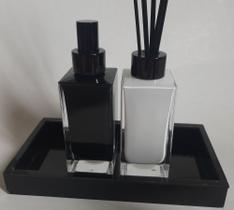 Kit lavabo Black White peças difusor de varetas , home spray e bandeja