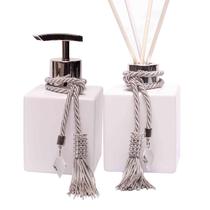 Kit Lavabo Branco Cubo 250ml C/ Enfeite Luxo Sabonete E Difusor