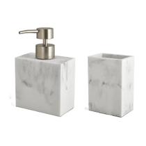 Kit Lavabo Branco Marmorizado com 2 peças - Bellartdecor