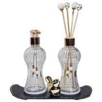 Kit Lavabo Cinturinha Vidro Sabonete Difusor 230ml + Bandeja