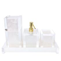 Kit lavabo com 4 peças Luxo Acrílico Pérola Com Dourado Kit lavabo com 4 peças Luxo Acrílico Pérola Com Dourado