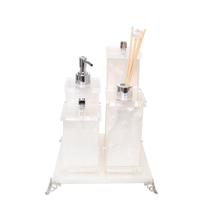 Kit lavabo Com 5 peças Charm Acrílico Pérola Com Cromado Kit lavabo Com 5 peças Charm Acrílico Pérola Com Cromado