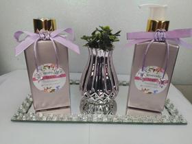 Kit Lavabo com Difusor de Ambientes, Sabonete e Bandeja Decorada