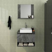 Kit Lavabo com Espelho e Cuba Mármore Lunar Tecno Mobili