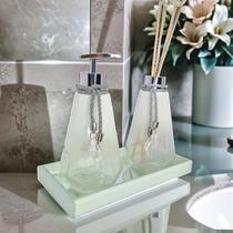 Kit Lavabo Completo Branco Com Bandeja Vidro Super Luxo Difusor Banheiro Aromatizador Kit Lavabo Completo Branco Com Bandeja Vidro Super Luxo Difusor Banheiro Aromatizador