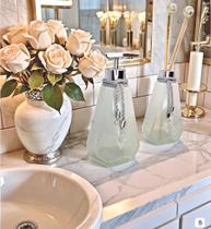 Kit Lavabo Completo De Vidro Luxo Saboneteira Difusor Banheiro Presente Casamento