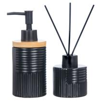 Kit Lavabo Difusor Aromatizador Dispenser Líquido Higiene Banheiro Acessórios Canelado