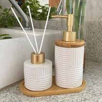 Kit Lavabo Difusor Banheiro Bambu Dispenser Líquido / 373