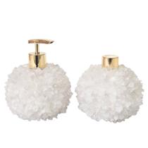 Kit Lavabo Difusor e Saboneteira Pontas de Quartzo Branco e Dourado Kit Lavabo Difusor e Saboneteira Pontas de Quartzo Branco e Dourado