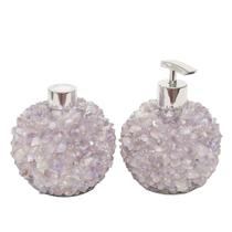 Kit Lavabo Difusor e Saboneteira Pontas de Quartzo Cristal e Ametista e Prata