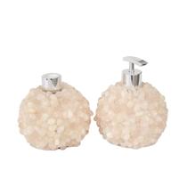 Kit Lavabo Difusor e Saboneteira Pontas de Quartzo Rosa Rolado e Prata