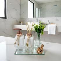 Kit Lavabo Difusor Saboneteira Vasinho Enfei Branco/Rose Gol