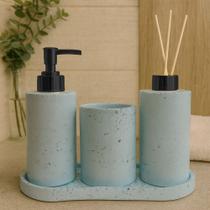 Kit Lavabo Escritório Luxo com Bandeja Saboneteira e Aromatizador Conjunto Decorativo Elegante para Banheiro Lavabo