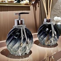 Kit Lavabo Espiral Preto Completo De Vidro