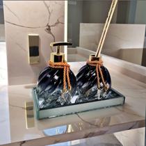 Kit Lavabo Espiral Preto Completo De Vidro Premium Presente Kit Lavabo Espiral Preto Completo De Vidro Premium Presente