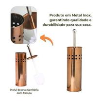 Kit Lavabo Inox Lixeira 5 L E Escova Sanitária Red Gold Kit Lavabo Inox Lixeira 5 L E Escova Sanitária Red Gold