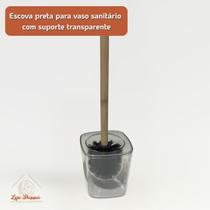 Kit Lavabo Luxo Bambu Pç Dispenser Sabonete Copo Escova Sanitária Suporte Fumê Transparente Natal