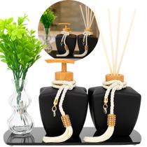 Kit Lavabo Luxo Banheiro Vidro Estrela 280ml Porta Sabonete Difusor C/ Bandeja