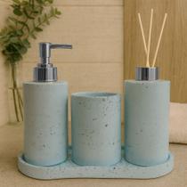 Kit Lavabo Luxo Completo com Bandeja Saboneteira Líquida e Aromatizador Acessórios Decorativos para Banheiro e Lavabo