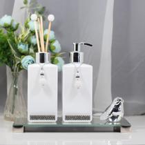 Kit Lavabo Luxo Difusor E Saboneteira Com Bandeja Kit Lavabo Luxo Difusor E Saboneteira Com Bandeja