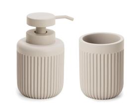 Kit Lavabo Luxo Dispenser Sabonete Líquido Porta Escova