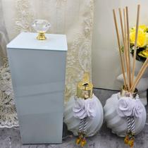 Kit Lavabo Luxo Jogo para Banheiro Porta Escovas Saboneteira Difusor em Vidro Kit Lavabo Luxo Jogo para Banheiro Porta Escovas Saboneteira Difusor em Vidro