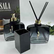 Kit Lavabo Luxo Preto Fumê com Cordão Prata 3 Peças Elegantes Kit Lavabo Luxo Preto Fumê com Cordão Prata 3 Peças Elegantes